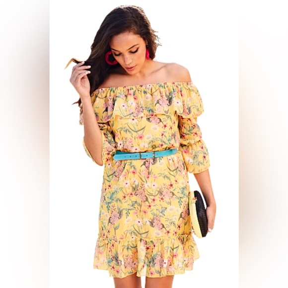 New York & Company Dresses & Skirts - New York & Company FLORAL OFF-THE-SHOULDER SHIFT DRESS - SWEET PEA NWT Size M